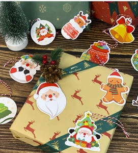 Detailed Christmas paper tags with Santa and Reindeer motifs for holiday gift wrapping
