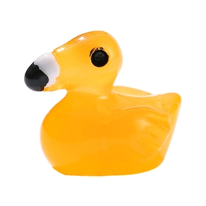 Luminous yellow duck miniature figurine made of glow resin for micro landscape decor