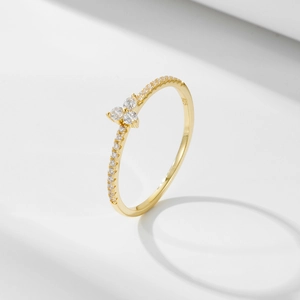 925 Sterling Silver Zirconia Ring Gold Plated Clover Cluster Minimalist Elegant Finger Jewelry For Women Wedding Daily