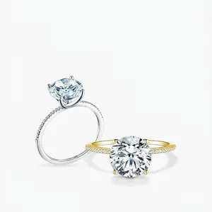 925 Sterling Silver Ring Round Zircon Solitaire Classic Luxury Wedding Engagement For Women Fashion Jewelry