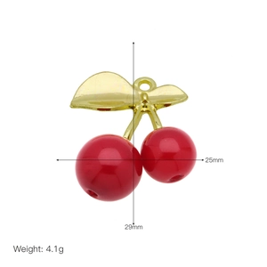Detailansicht Kirsch-Anhänger mit Maßen von 29 mm Höhe und 25 mm Breite in Rot