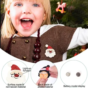 Light-up Santa Claus Christmas brooch with glitter non-woven fabric and LED feature