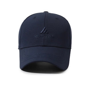 Classic navy blue baseball cap with 3D embroidery and adjustable six-panel structure