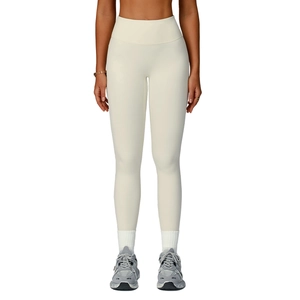 Cream high-waisted yoga leggings for women, high-elasticity quick-dry sports trousers