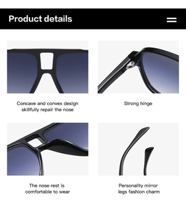Detail view of nose pads, hinges, and legs on gradient lens aviator sunglasses
