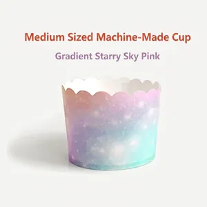 Detail of medium-sized oil-proof muffin paper liners with starry sky gradient pattern