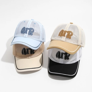 Kids breathable mesh baseball caps with AIR embroidery in multiple summer colors