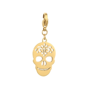 Creative gold skull pendant with lobster clasp for Halloween DIY jewelry and keychains