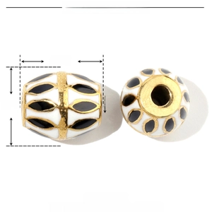 Technical drawing of a 13mm gold leaf enamel bead in stainless steel with dimensions