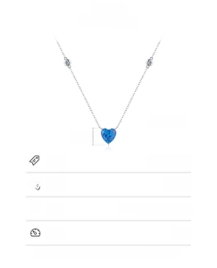 S925 silver heart opal necklace specs showing 40+5cm chain length and 9mm pendant