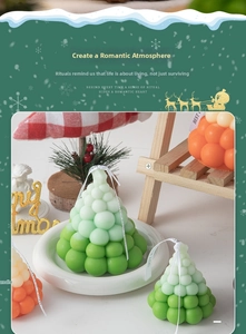 Detailed view of bubble Christmas tree candles with For You ribbons and festive ornaments