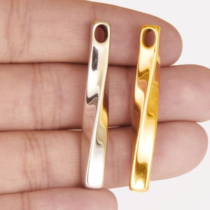 304 stainless steel twisted bar pendants in gold and silver for DIY jewelry making