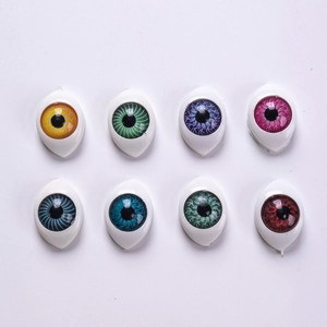 Set of 8 colorful 12x16mm acrylic doll eyes in boat shape with various iris patterns