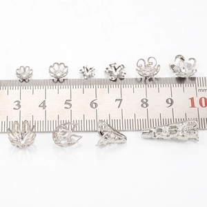 Polished silver stainless steel bead caps and floral spacers for DIY jewelry making
