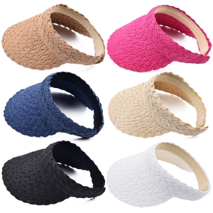 Women's woven sun visors available in six colors for elegant beach sun protection