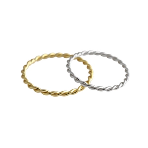 Minimalist S925 sterling silver twisted rope rings in gold and silver finish