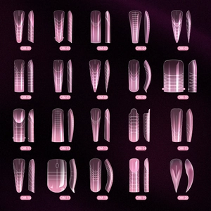 150pcs pink crystal nail extension molds set with dual-view tips and scale marks