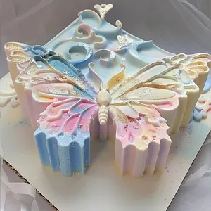 3D vlinder siliconen mal voor kaarsen en taartdecoratie in pastelkleurige gradiënten