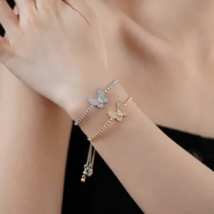 Elegant butterfly tennis bracelet with zircon stones in silver and gold plating