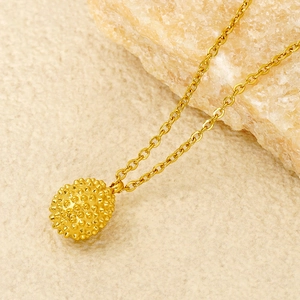 Durian Pendant Necklace Stainless Steel 18k Gold Pvd Plated Spiky Texture Fashion Niche Jewelry For Women