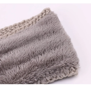 Winter thermal cable knit headband for women with cozy gray faux fur fleece lining