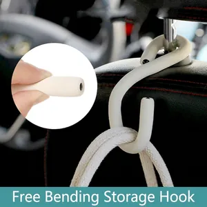 Flexible Bendable Storage Hook Multifunctional Foam Coated Aluminum Core Twist Tie For Car And Home Use Portable Reusable Beige