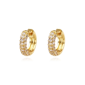 Classic gold micro-pave zircon hoop earrings featuring two rows of sparkling stones