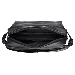 Waterproof black crossbody bag for men with multiple compartments and zipper closure