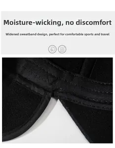 Detail of the widened moisture-wicking sweatband inside the black men's winter hat
