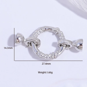Fermoir en argent S925 avec zircons pour colliers de perles et bijoux DIY