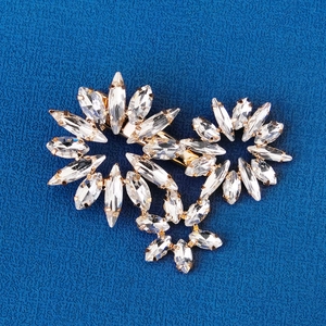 Luxury bridal gold hair clip with sparkling marquise rhinestones in a floral pattern