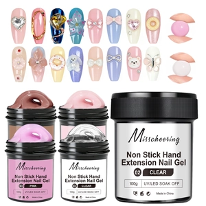 Detailed view of non-stick nail extension gel showing solid texture and 3D nail art shapes