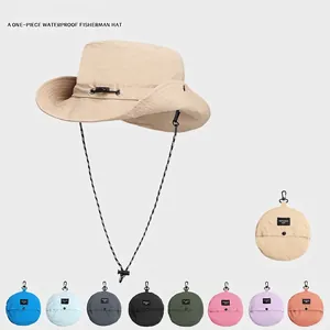 Packable Bucket Hat Waterproof Nylon UV Protection Wide Brim Quick Dry Outdoor Sun Hat For Men Women