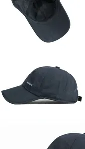 Détails du tissu perforé respirant et de la broderie sport sur cette casquette de baseball