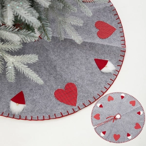Christmas Tree Skirt Burlap Felt Round Mat Merry Christmas Gnome Reindeer Print Tree Base Cover Holiday Decoration