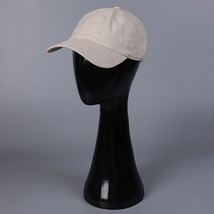 Minimalist beige linen baseball cap with natural texture for men and women