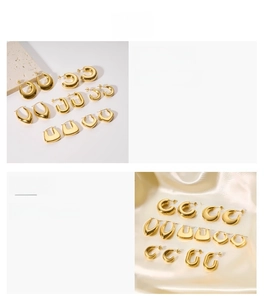 Detailed macro view of lightweight 18k gold plated hollow stainless steel earrings