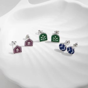 Trois paires de boucles d'oreilles vintage en argent S925 avec émail tulipe et vagues