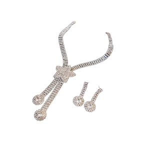 Sparkling star and heart jewelry set with rhinestone necklace and stud earrings