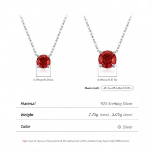 S925 sterling silver necklaces with 6mm and 8mm garnet red rose cut sparkling pendants