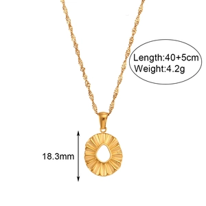 Gold stainless steel water wave chain necklace with a sun flower pendant and measurements