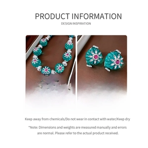 Détail du collier de perles vert émeraude et parure de bijoux à pendentif fleuri