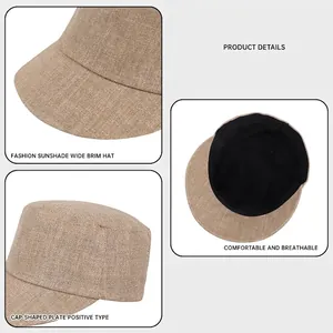 Breathable linen equestrian cap with sunshade brim in a stylish light brown woven texture