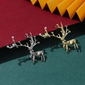Broche Renne Alliage Avec Künstliche Perle Et Strass Noël Hiver Accessoires Bijoux Élégants Pour Femmes Hommes