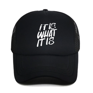 Trucker Hat Mesh Breathable Baseball Cap IT IS WHAT IT IS Slogan Print Adjustable Snapback For Men Women