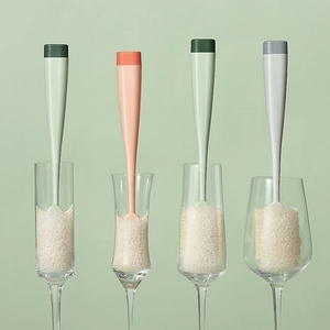 Multi-purpose 4-piece sponge bottle brush set with long handles in various colors