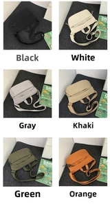 Minimalist crossbody bags displayed in six colors including black khaki and green