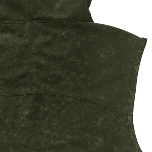 Detailed close-up showing the acid-wash texture and stitching on this hooded vest