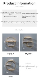 Detailed dimensions of iron and wood wall shelves in Nordic minimalist styles