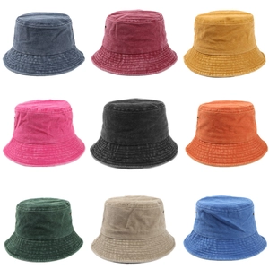 Multi-color pack of washed cotton bucket hats for women with wide brim and sun protection